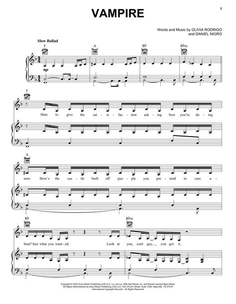 Intro D F7. . Olivia rodrigo vampire piano chords